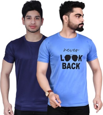 kvs collections Printed Men Round Neck Blue, Light Blue T-Shirt