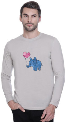 LV CARE Printed Men Round Neck Grey T-Shirt