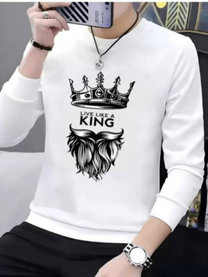STANDLY Printed, Typography Men Round Neck White T-Shirt