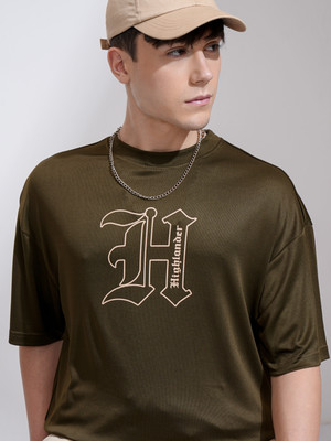 HIGHLANDER Printed Men Round Neck Green T-Shirt