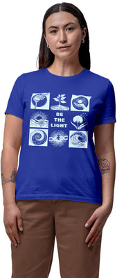 Fighterhero Printed Women Round Neck Blue T-Shirt