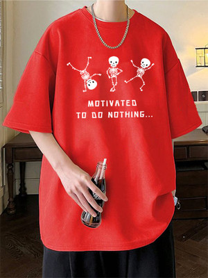Cool Plus Printed Men Round Neck Red T-Shirt