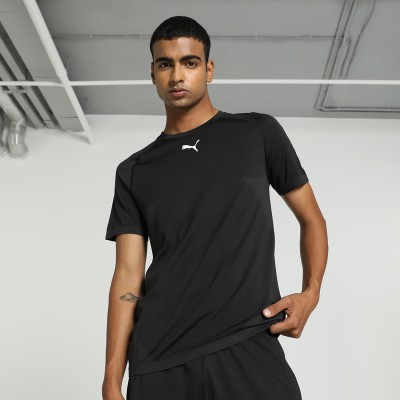 PUMA Solid Men Round Neck Black T-Shirt