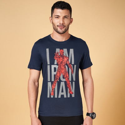 SF Jeans by Pantaloons Printed, Typography Men Round Neck Dark Blue T-Shirt