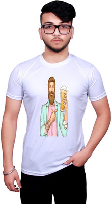 GOLDMONKS Printed Men Round Neck Black T-Shirt