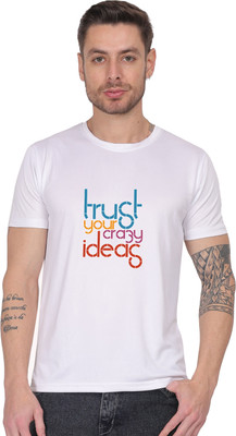 AltaModa Printed Men Round Neck White T-Shirt