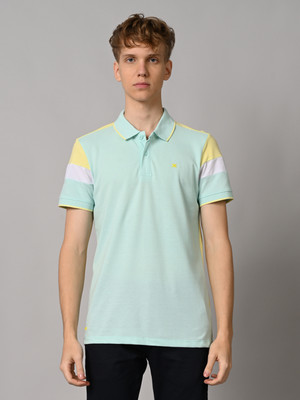 KILLER Solid Men Polo Neck Blue T-Shirt