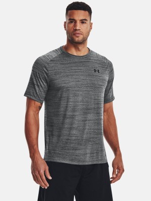 UNDER ARMOUR Self Design Men Round Neck Black T-Shirt