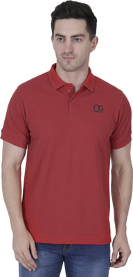 Nexgo Solid Men Polo Neck Maroon T-Shirt