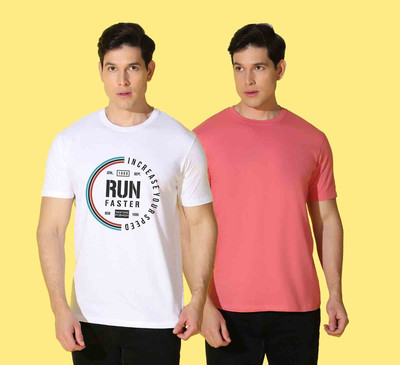 WOOSTRO Printed Men Round Neck Multicolor T-Shirt