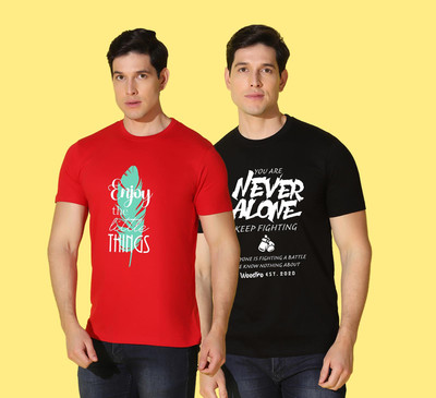 WOOSTRO Typography Men Round Neck Multicolor T-Shirt