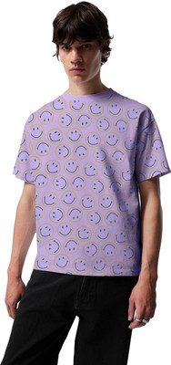 SONI BROS Printed Men Round Neck Purple T-Shirt