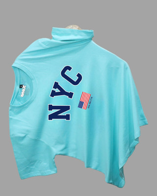 Droplet Printed Men Round Neck Light Blue T-Shirt