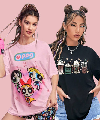 DreamBe Printed Women Round Neck Multicolor T-Shirt