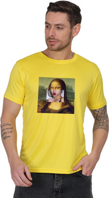 Swagry Graphic Print Men Round Neck Yellow T-Shirt