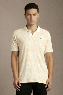 LOUIS PHILIPPE Printed Men Polo Neck Beige T-Shirt