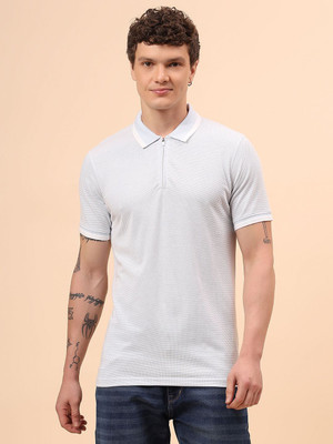 CANTABIL Solid Men Polo Neck White T-Shirt