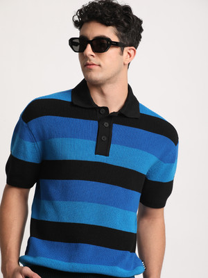 THE BEAR HOUSE Striped Men Polo Neck Multicolor T-Shirt