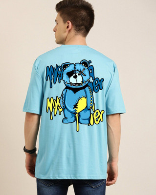 Clickwell Trend Printed, Typography Men Round Neck Blue T-Shirt