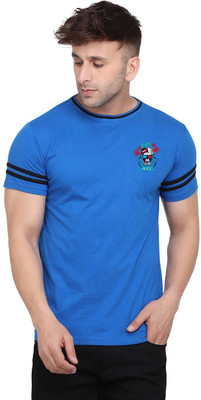 Lawful Casual Graphic Print Men Round Neck Blue T-Shirt