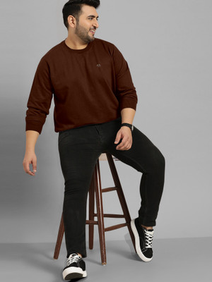 Triptee Solid Men Round Neck Brown T-Shirt