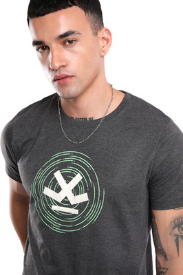 WROGN Solid Men Round Neck Grey T-Shirt
