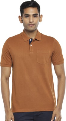 Byford by Pantaloons Solid Men Polo Neck Beige T-Shirt