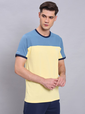 TECHNOSPORT Colorblock Men Round Neck Yellow T-Shirt