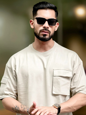 MANIAC Solid Men Round Neck Beige T-Shirt