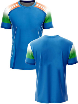 IZON Printed Men Round Neck Light Blue T-Shirt