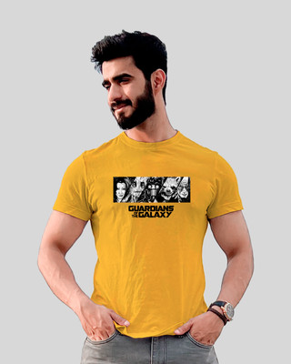 Jack Paris Printed, Typography Men Round Neck Yellow T-Shirt