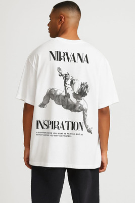 ONLY ORIGNALS Graphic Print Men Crew Neck White T-Shirt