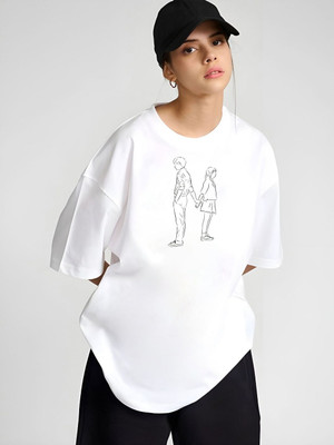 Dressberry Graphic Print Women Round Neck White T-Shirt