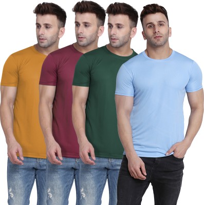 TQH Solid Men Round Neck Yellow, Green, Maroon, Light Blue T-Shirt