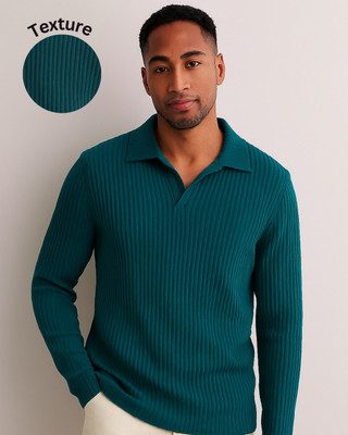 RIGO Self Design Men Polo Neck Green T-Shirt