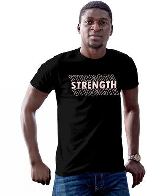 Fighterheero Printed Men Round Neck Black T-Shirt