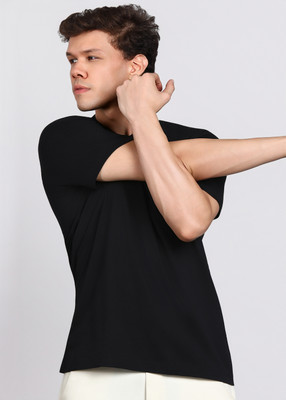 ADIDAS Solid Men Round Neck Black T-Shirt
