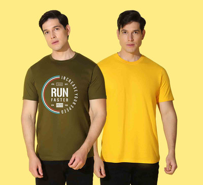 WOOSTRO Graphic Print, Solid Men Round Neck Multicolor T-Shirt