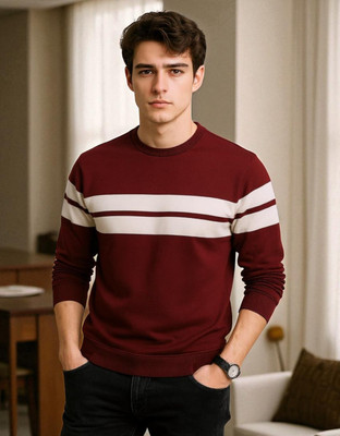Autna Solid Men Round Neck Maroon T-Shirt