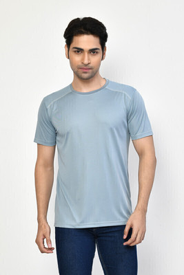 RAPL BHARAT Solid Men Round Neck Grey T-Shirt