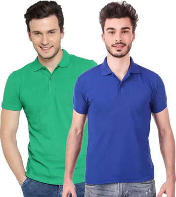 YUALIN CREATION Solid Men Polo Neck Multicolor T-Shirt