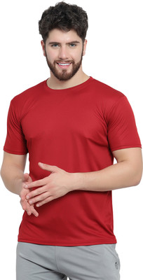 AFCollection Printed Men Round Neck Maroon T-Shirt