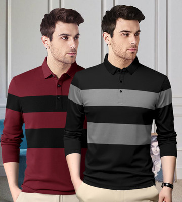BELACHY Printed Men Polo Neck Maroon T-Shirt