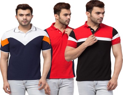 VIDA FRIO Solid Men Polo Neck Red, Black, Blue T-Shirt