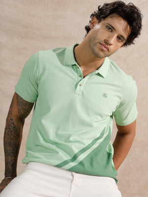 WROGN Solid Men Polo Neck Light Green T-Shirt