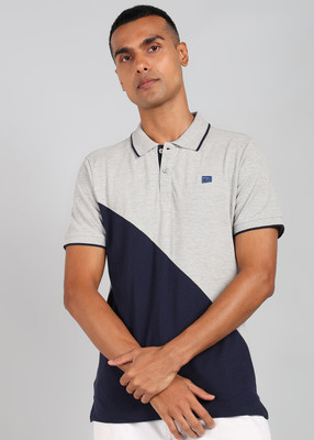 KILLER Solid Men Polo Neck Grey T-Shirt