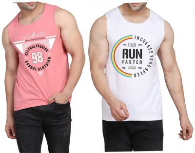 Restore Printed Men Scoop Neck Pink, White, Multicolor T-Shirt