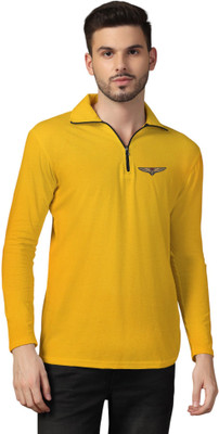 GEUM Printed Men Polo Neck Beige T-Shirt