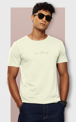 INVICTUS Self Design Men Round Neck Beige T-Shirt