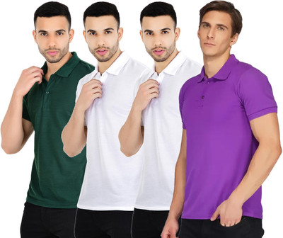 KEOTI Self Design Men Polo Neck Multicolor T-Shirt
